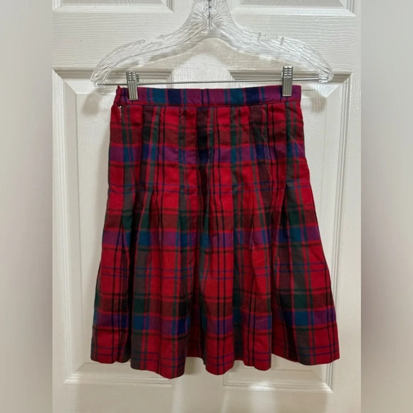Vintage Talbots 100% Worsted Wool Plaid Pleated Midi Skirt Academia Size 6 P - Picture 2 of 6
